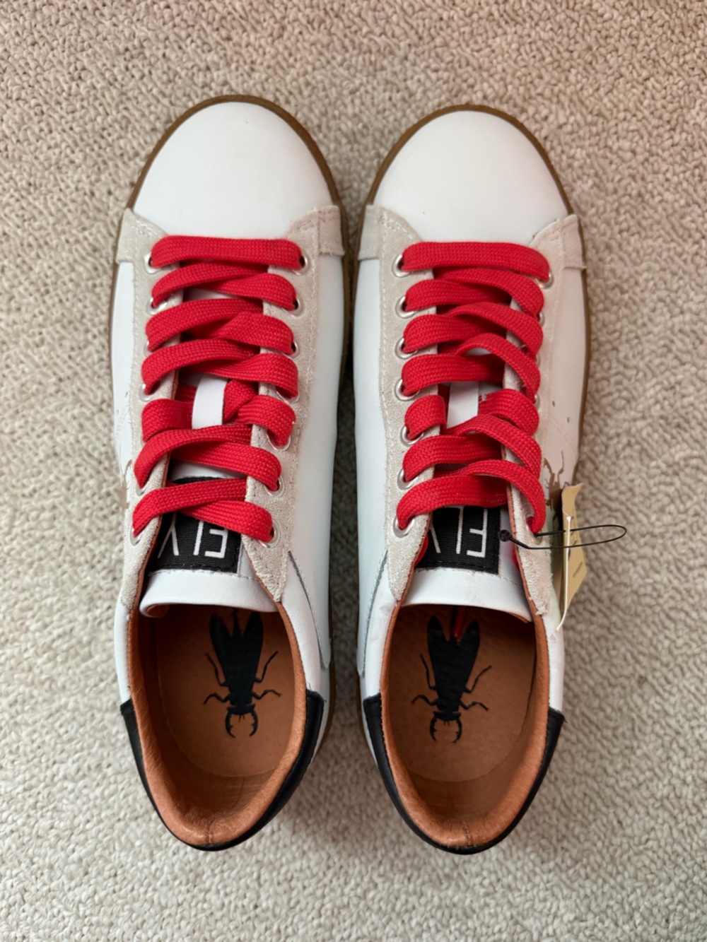 Fly London White Sneakers with Red Laces